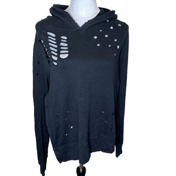 Pam & Gela Tops - Pam Gela Hoodie Size Petite XS P Black Cut Out Ripped Holes Apocalypse Gothic